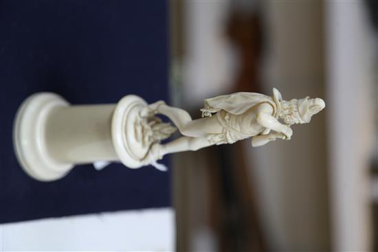 A 19th century French Dieppe ivory carving of The Pied Piper, height 8.5in.